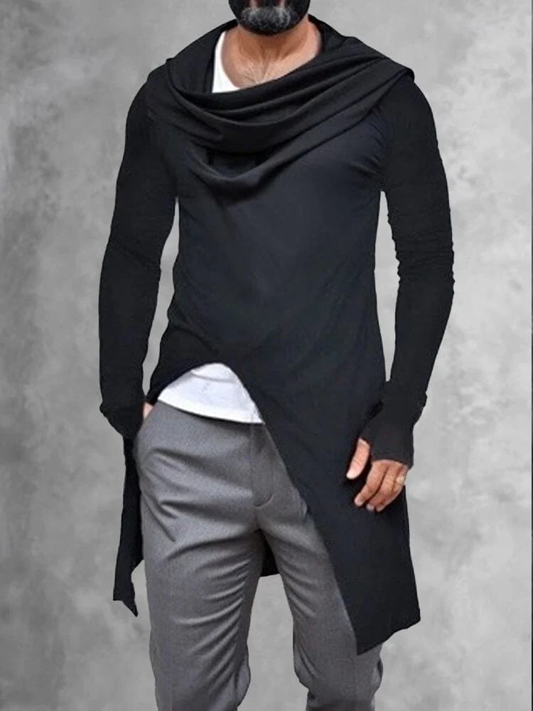 Stylish Asymmetrical Split Hooded Top