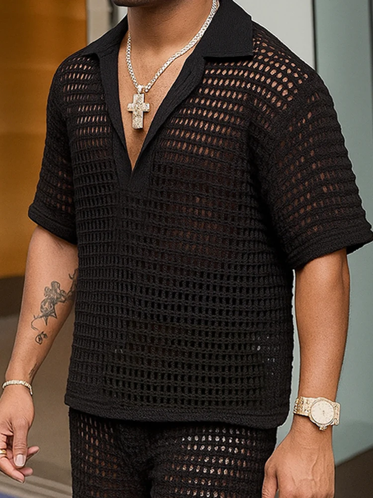 Stylish Breathable Mesh Knit 2-Piece Set - Image 3