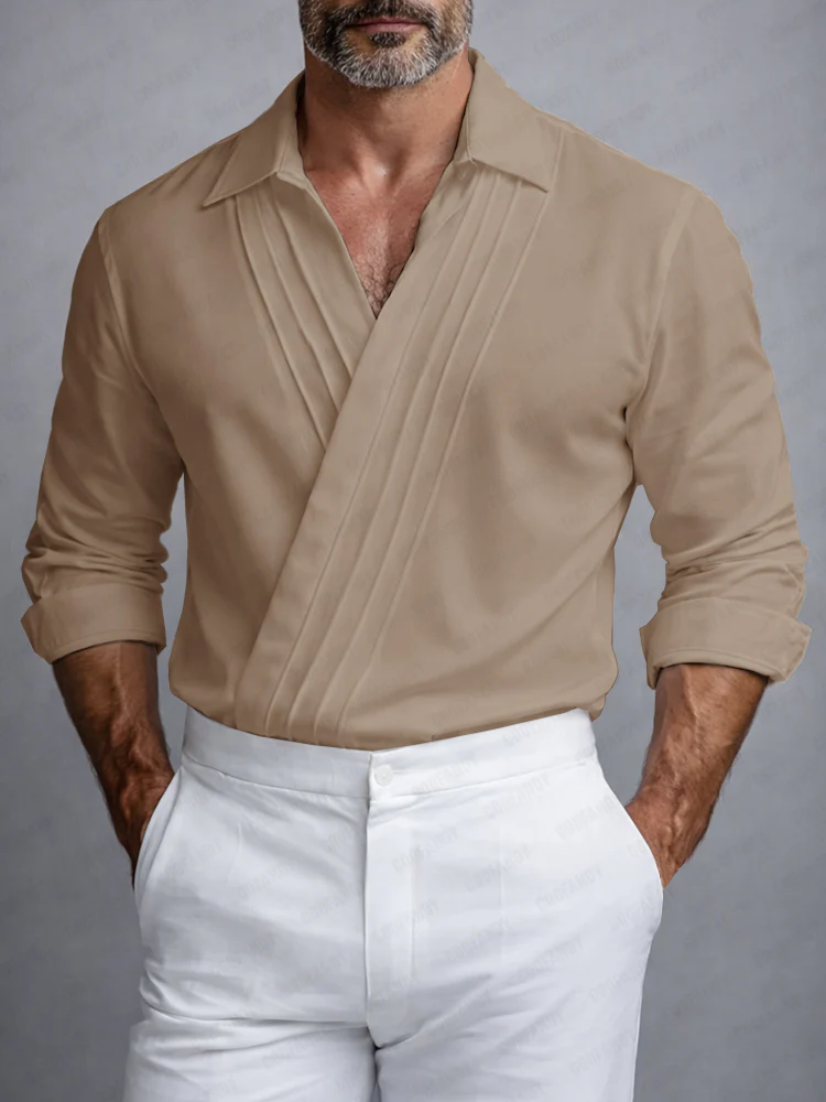 Stylish Casual Slant Placket Cotton Shirt - Image 2