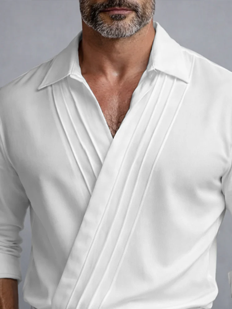 Stylish Casual Slant Placket Cotton Shirt - Image 3