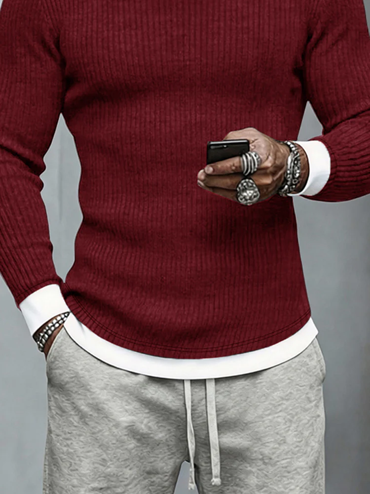 Stylish Colorblock Long Sleeve Undershirt - Image 5