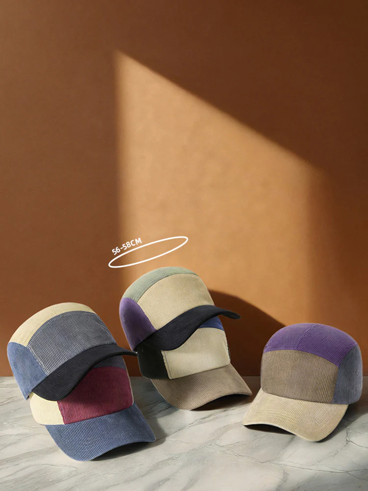 Stylish Contrast Color Corduroy Cap - Image 10
