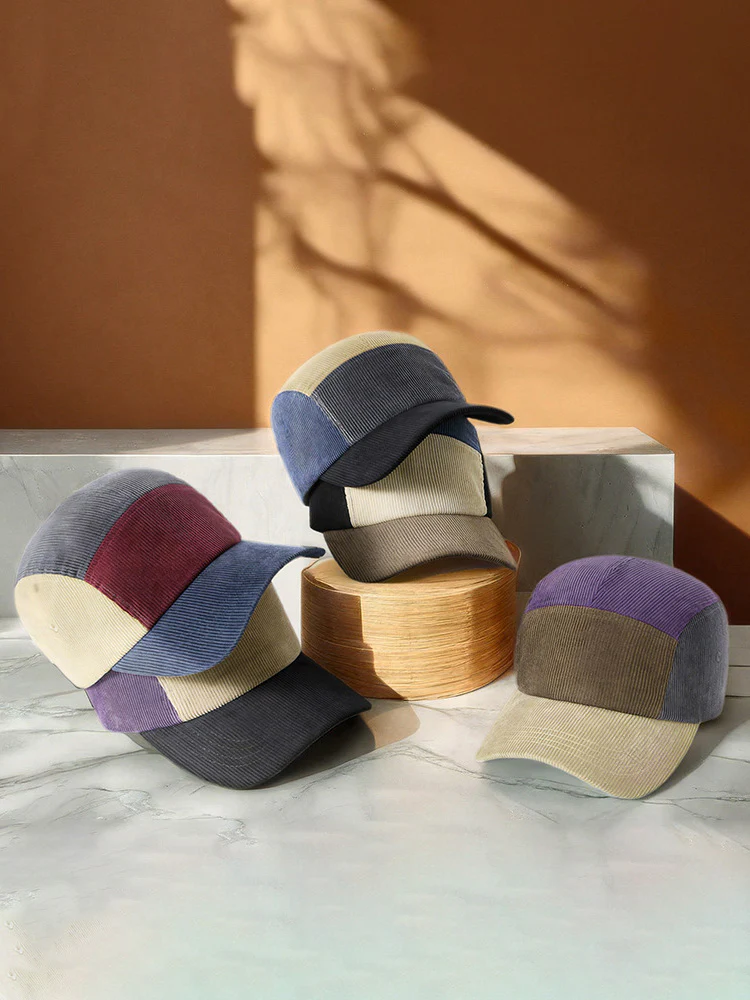 Stylish Contrast Color Corduroy Cap - Image 11