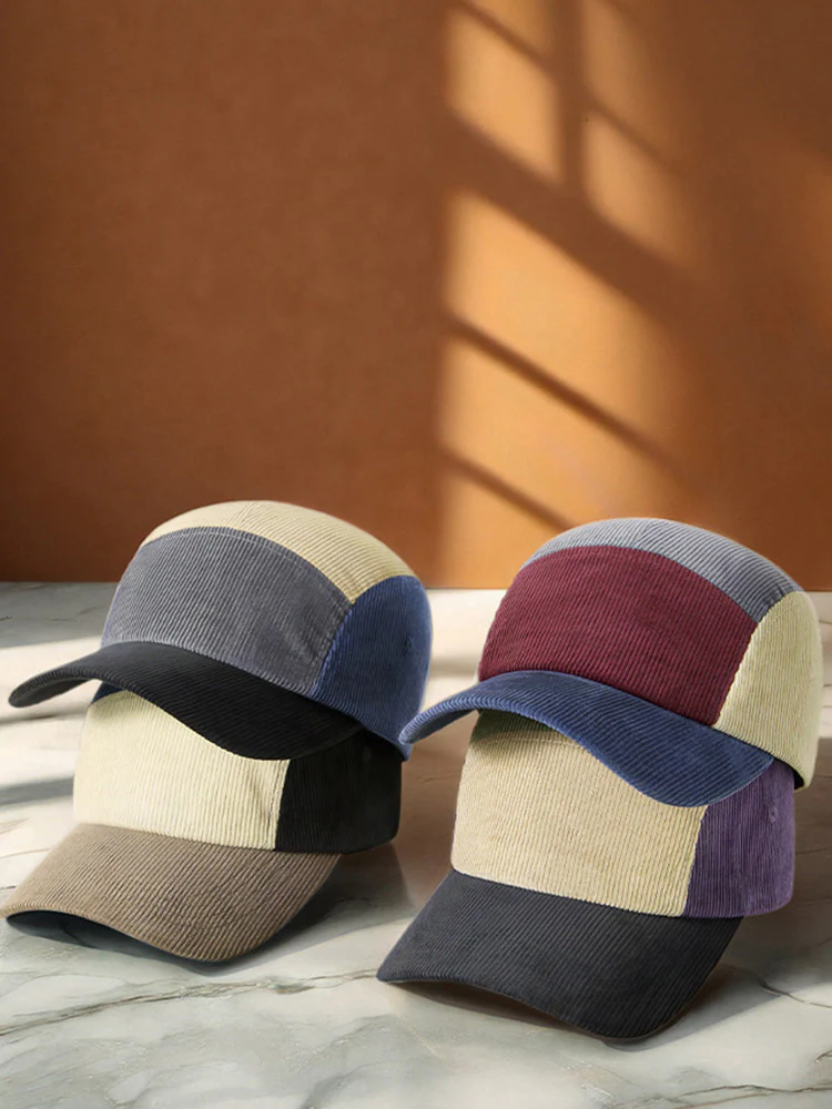 Stylish Contrast Color Corduroy Cap - Image 12