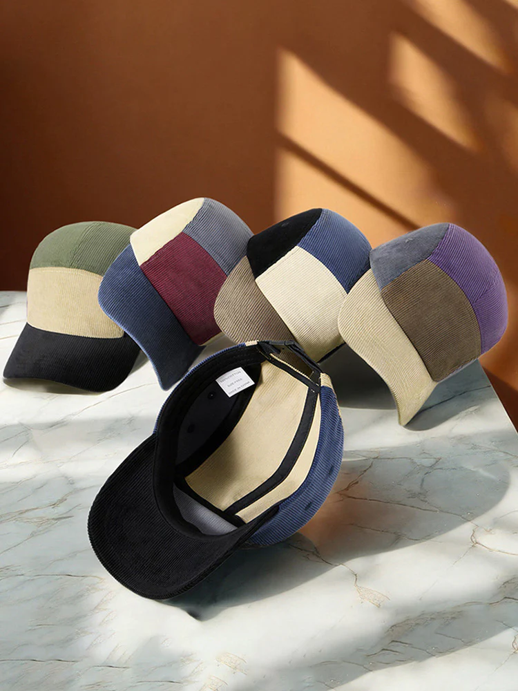 Stylish Contrast Color Corduroy Cap - Image 13