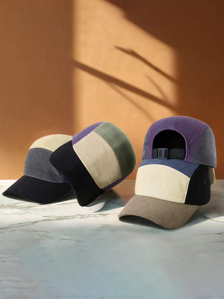 Stylish Contrast Color Corduroy Cap - Image 14