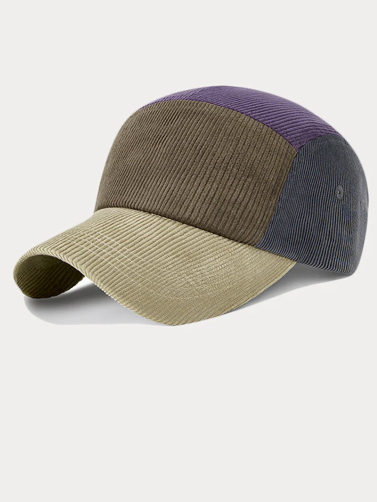 Stylish Contrast Color Corduroy Cap - Image 2