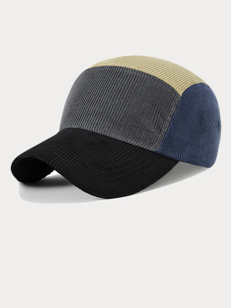 Stylish Contrast Color Corduroy Cap - Image 3