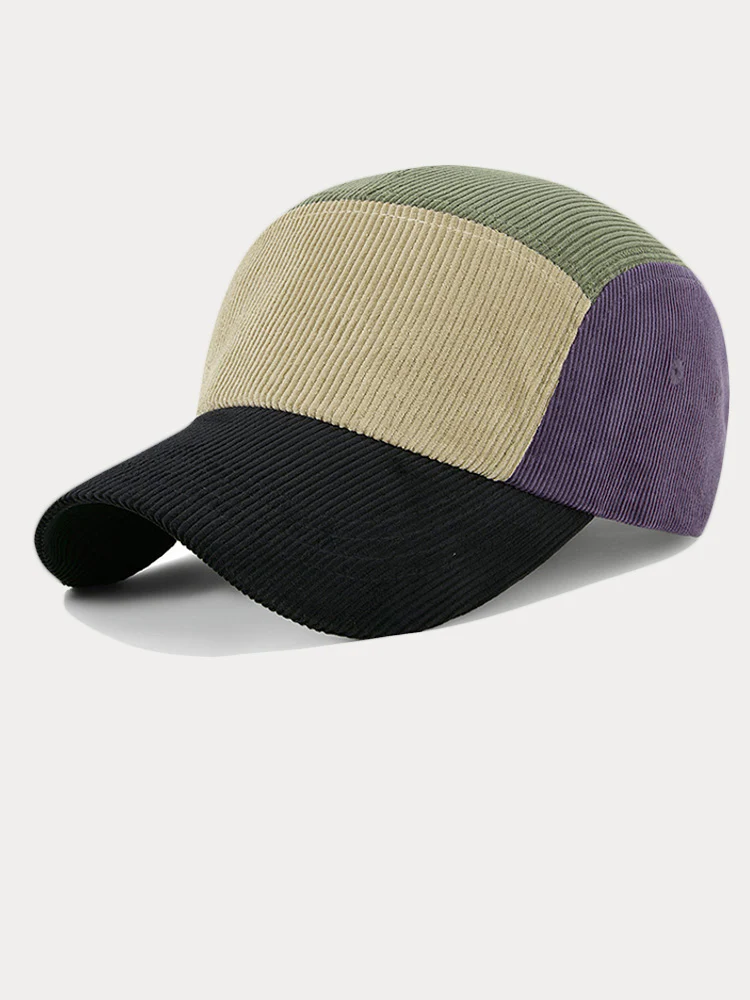 Stylish Contrast Color Corduroy Cap - Image 4