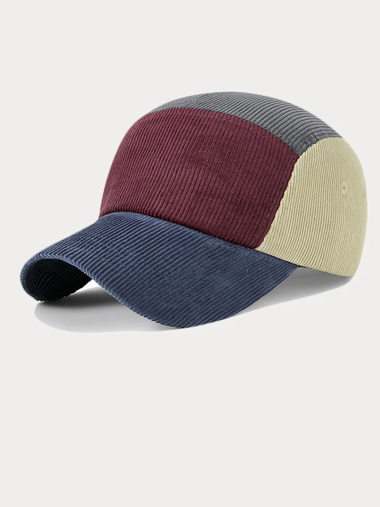 Stylish Contrast Color Corduroy Cap - Image 5