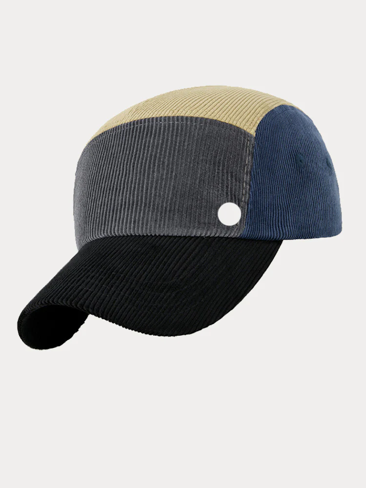 Stylish Contrast Color Corduroy Cap - Image 6