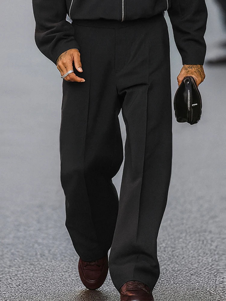 Stylish Contrast Stitch Jacket Pants Set - Image 4