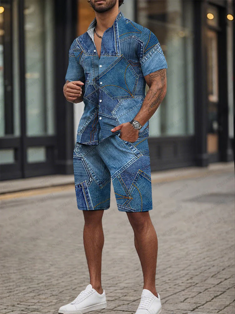Stylish Denim-Look Printed 2-Piece Set - Image 13