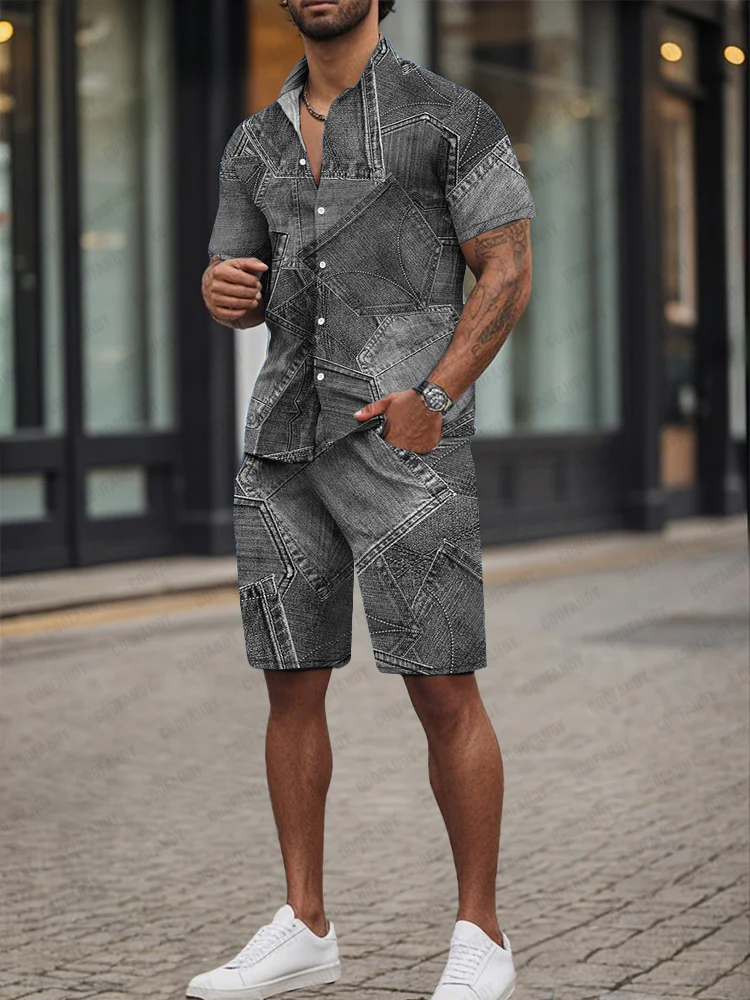 Stylish Denim-Look Printed 2-Piece Set - Image 2