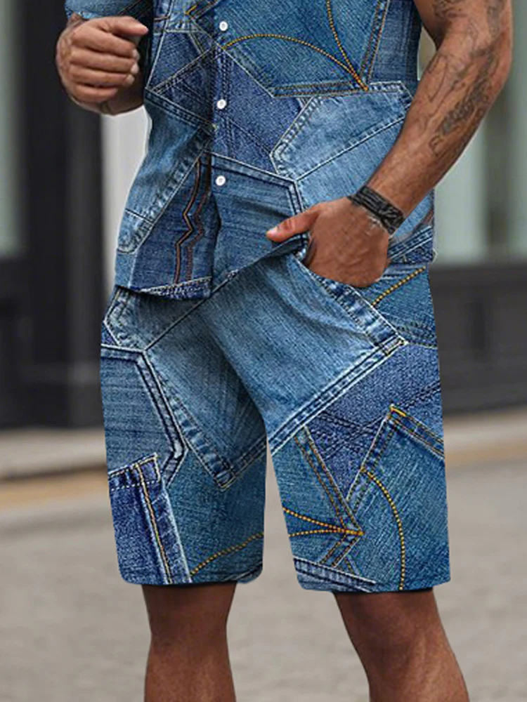 Stylish Denim-Look Printed 2-Piece Set - Image 4