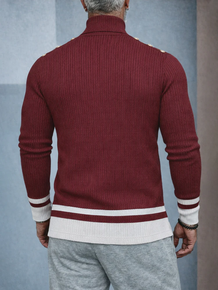 Stylish Designer Contrast Turtleneck Knit Top - Image 3