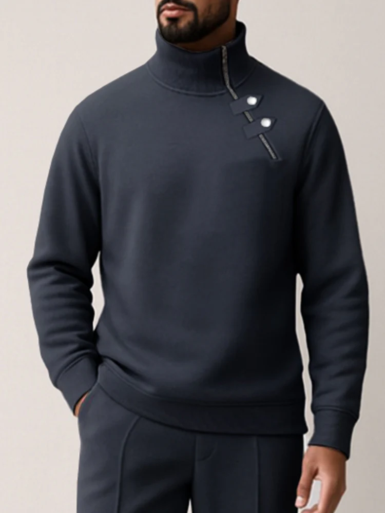Stylish Diagonal Placket Top Pants Set - Image 3