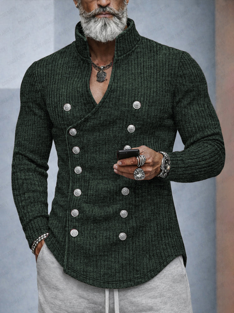 Stylish Double Breasted Knit Cardigan - Image 2