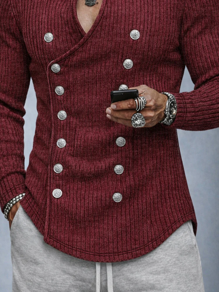 Stylish Double Breasted Knit Cardigan - Image 4