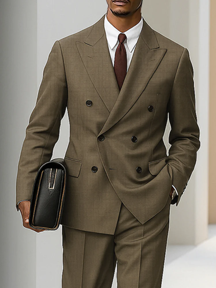 Stylish Gentlemen Double-Breasted Suit Set - Image 3