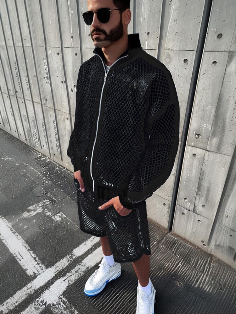 Stylish Hollow Mesh 2-Piece Set - Image 2
