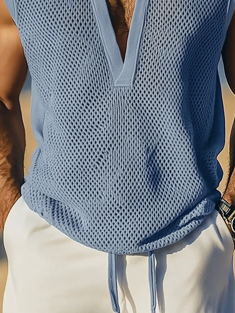 Stylish Hollow Mesh Sleeveless Top - Image 4