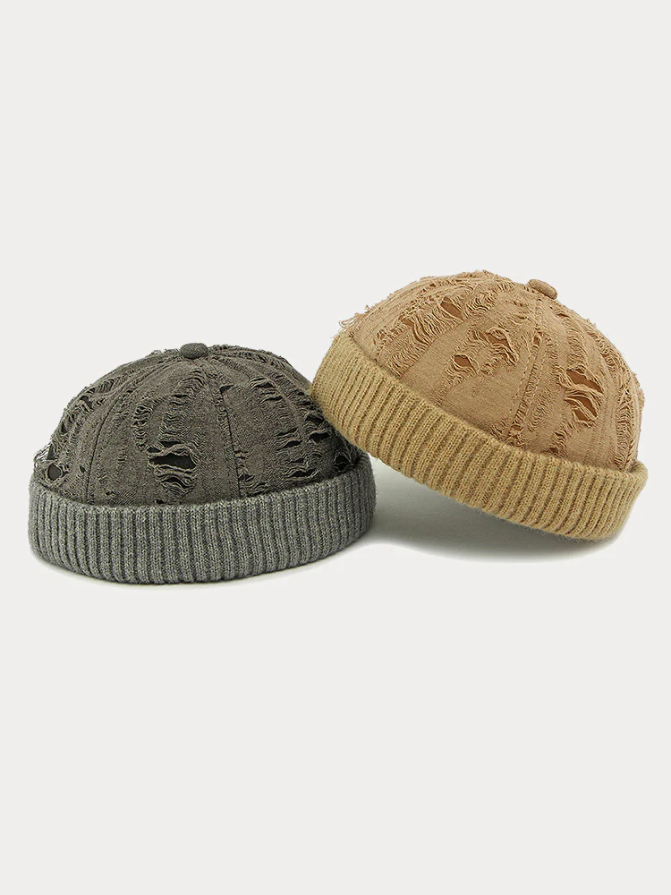 Stylish Knit Distressed Beanie Hat - Image 12