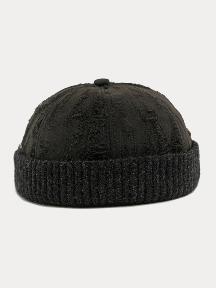 Stylish Knit Distressed Beanie Hat - Image 4