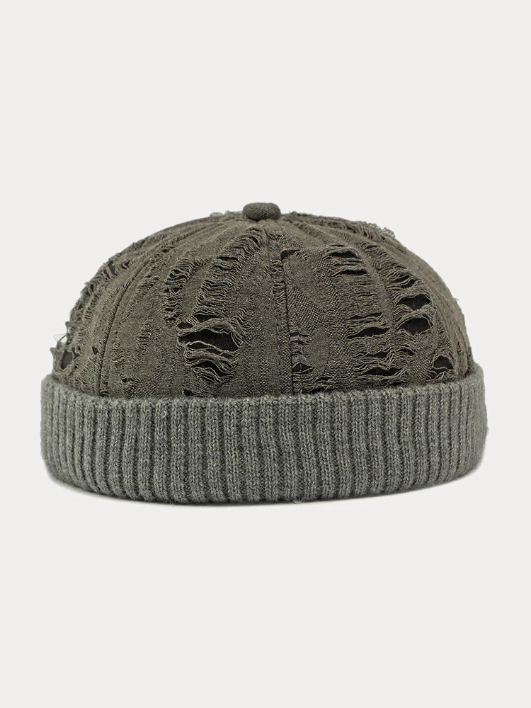 Stylish Knit Distressed Beanie Hat - Image 5