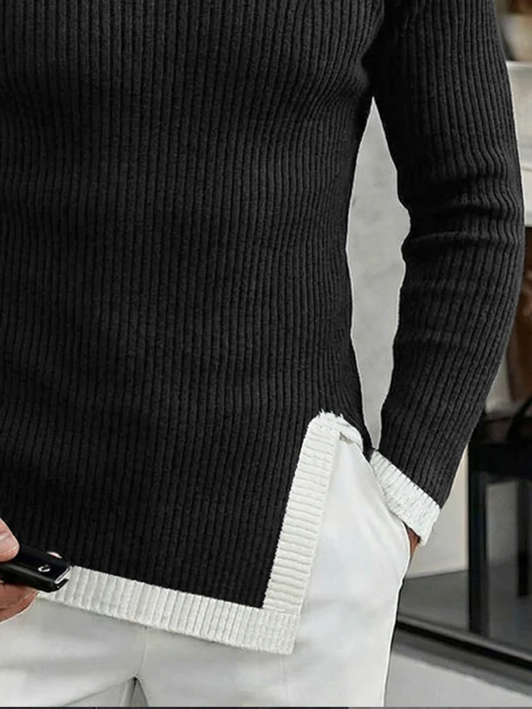 Stylish Leather Buckle Turtleneck Sweater - Image 4