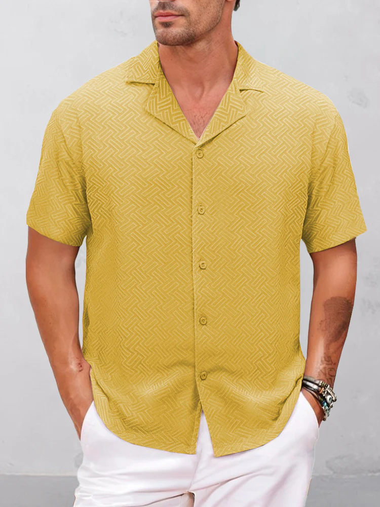 Stylish Lightweight Geometric Textured Shirt - Image 2