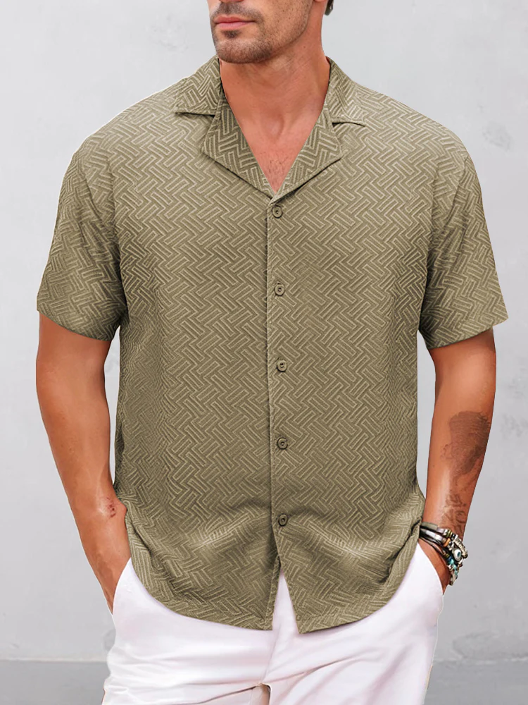 Stylish Lightweight Geometric Textured Shirt - Image 3