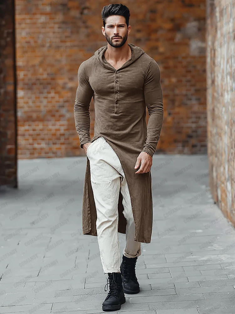 Stylish Longline Split Hooded Top - Image 2