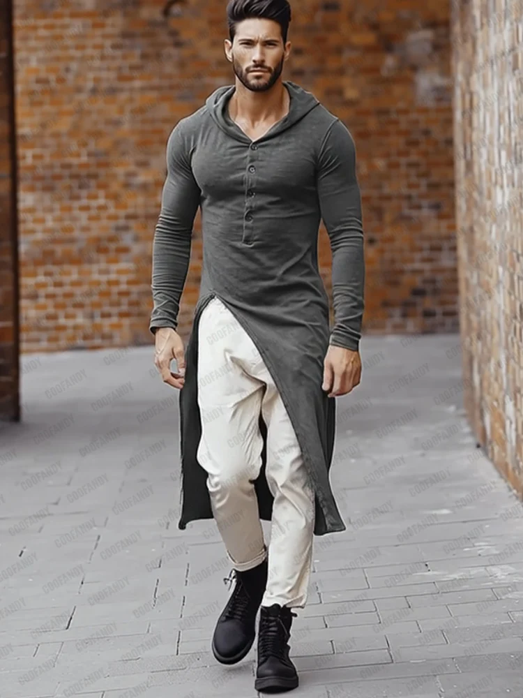 Stylish Longline Split Hooded Top - Image 3