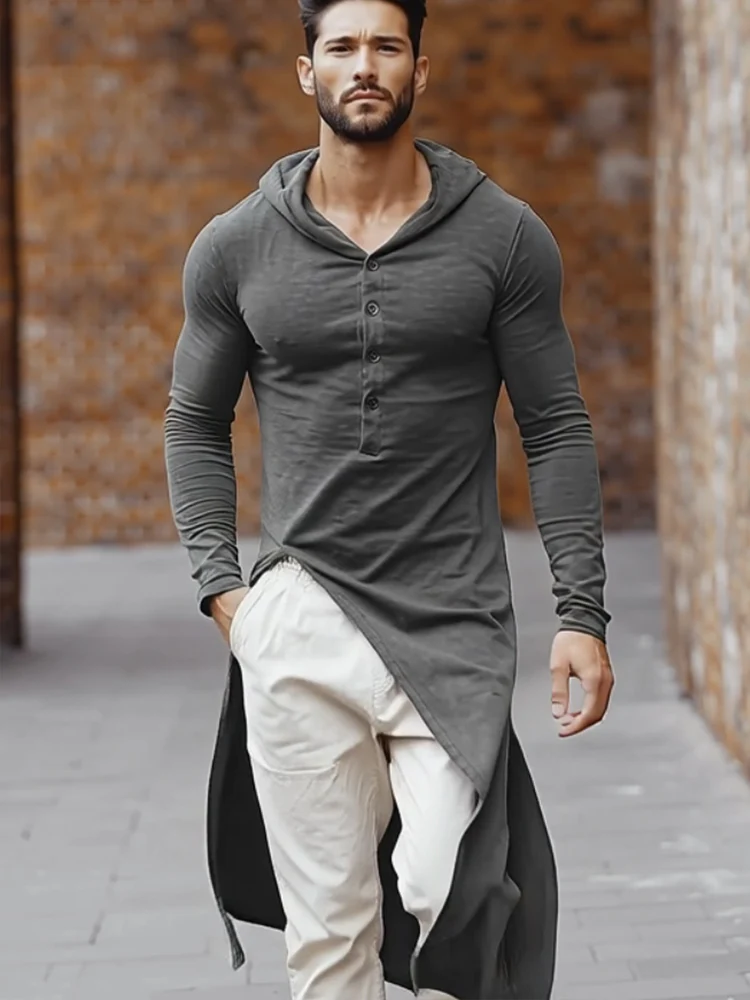 Stylish Longline Split Hooded Top - Image 5