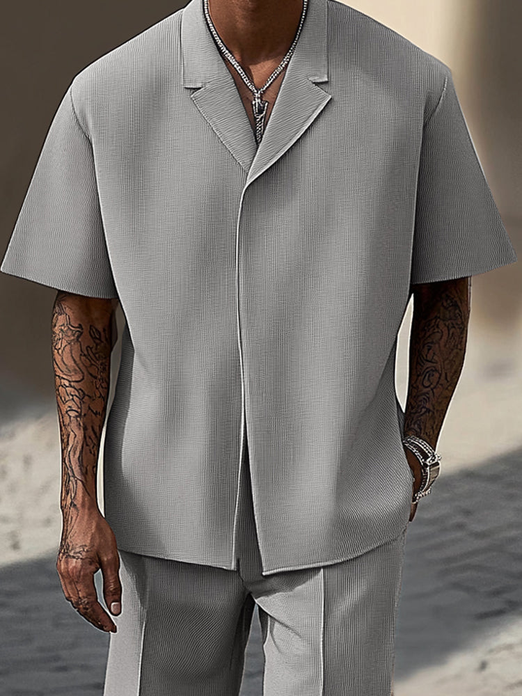 Stylish Refined Textured Casual Set - Image 3