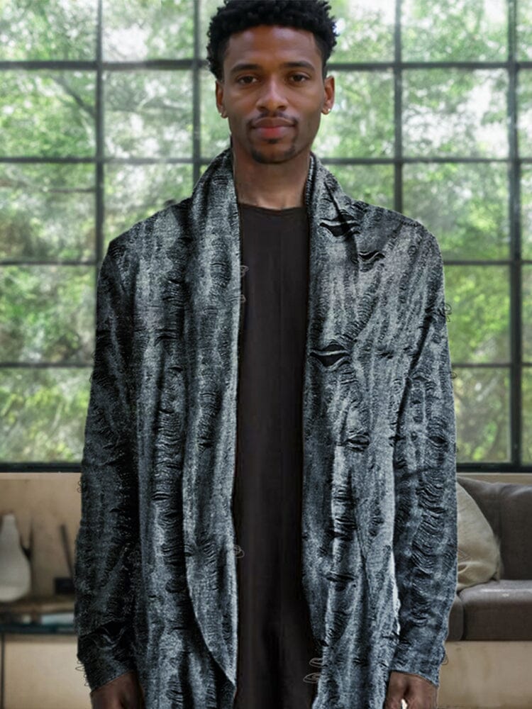 Stylish Shawl Collar Textural Cardigan - Image 3
