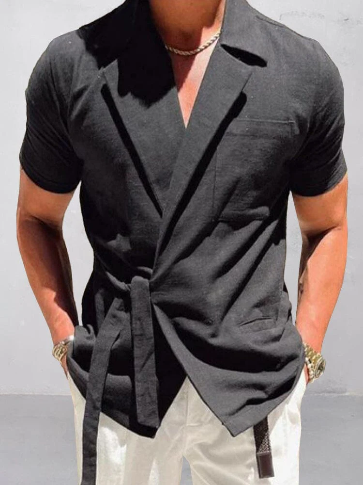 Stylish Slant Placket Tied Shirt - Image 3