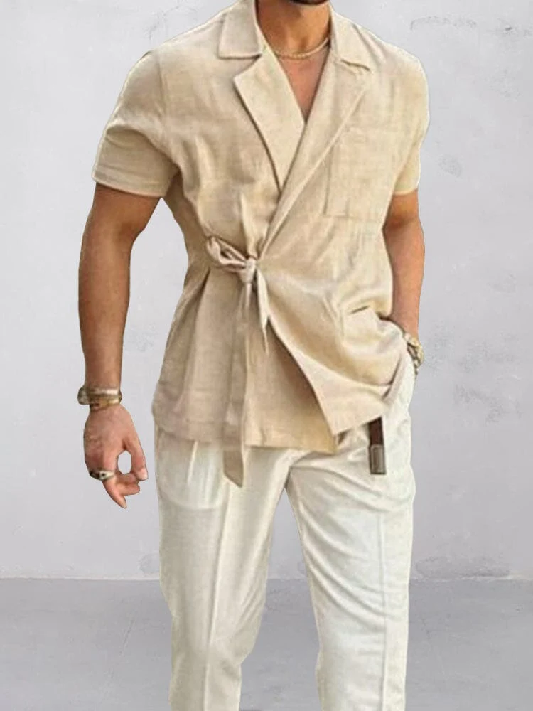 Stylish Slant Placket Tied Shirt - Image 4