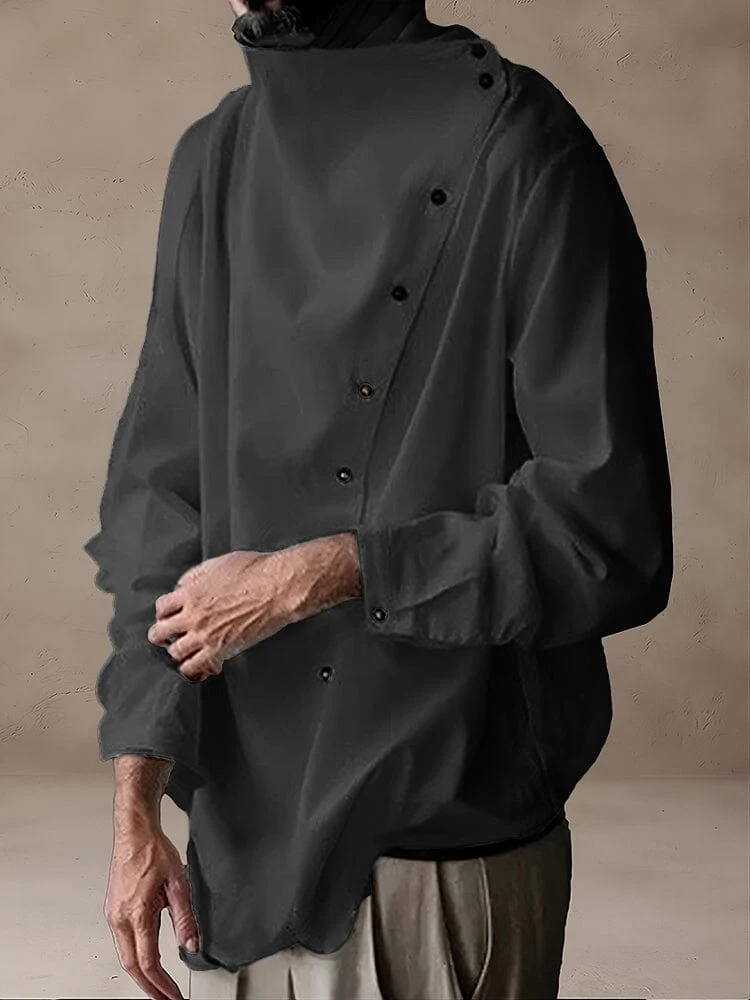 Stylish Slanted Button Placket Tops - Image 2
