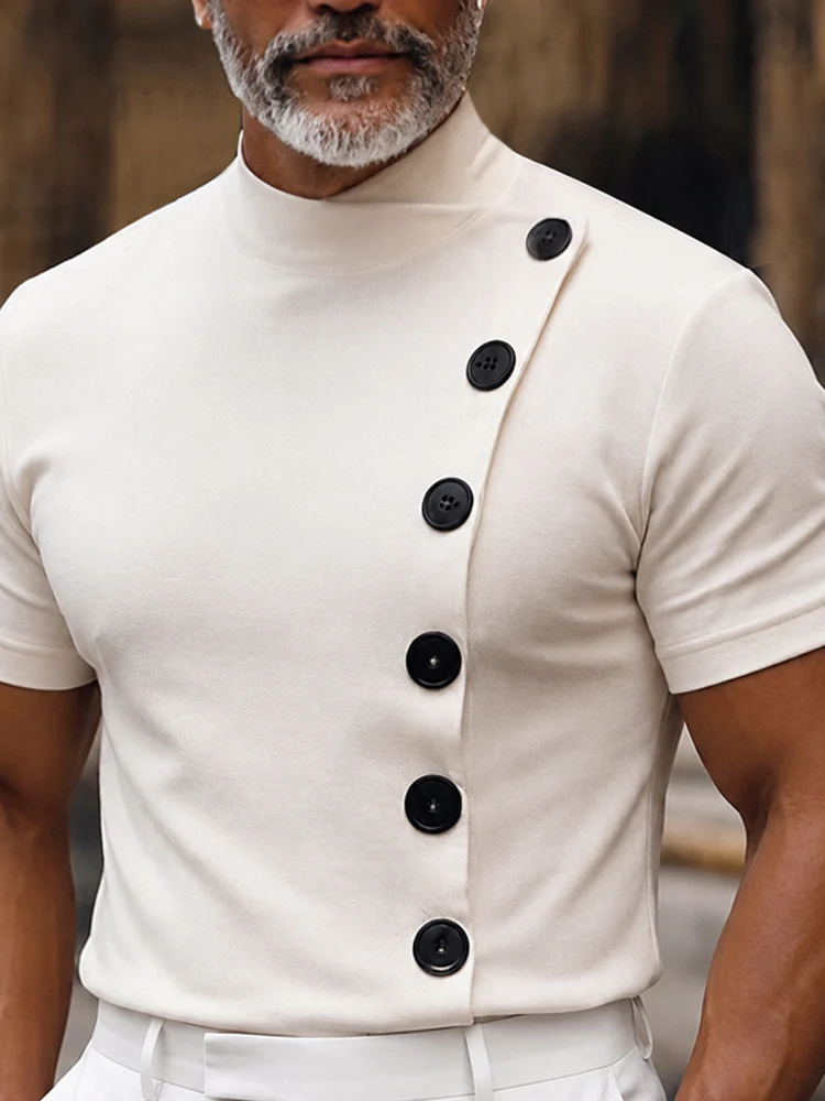 Stylish Slim Fit Buttons Decor Pullover Top - Image 4