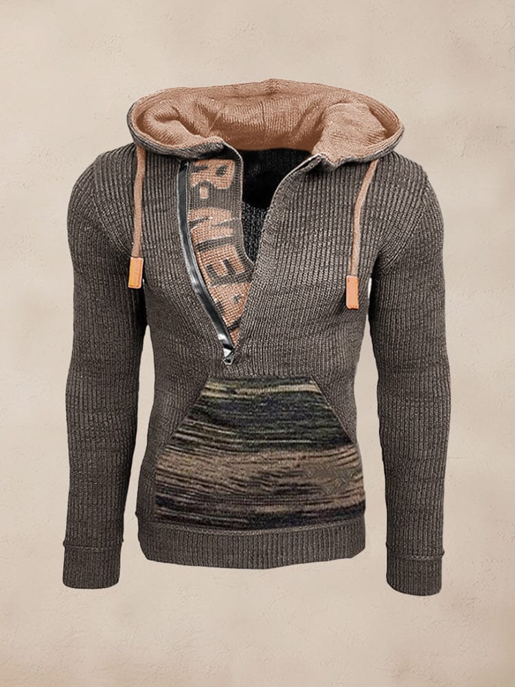 Stylish Splicing Knit Pullover Hoodie - Image 2
