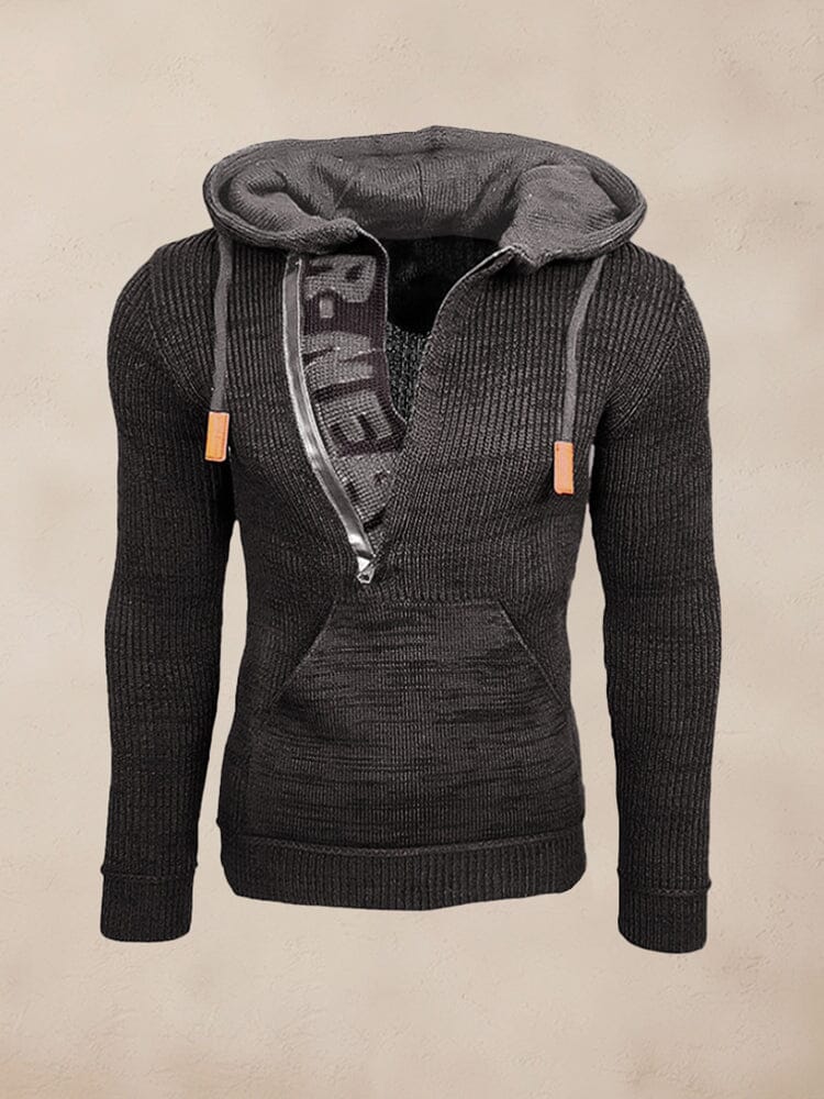 Stylish Splicing Knit Pullover Hoodie - Image 3