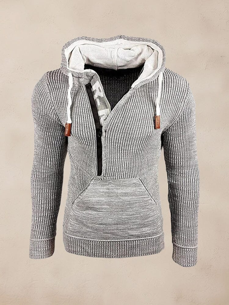 Stylish Splicing Knit Pullover Hoodie - Image 6