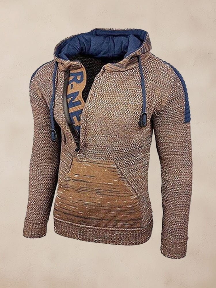 Stylish Splicing Knit Pullover Hoodie - Image 9