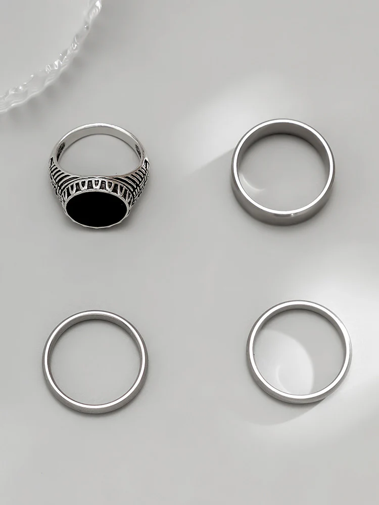 Stylish Streetstyle Alloy 4 PCS Ring Set - Image 3