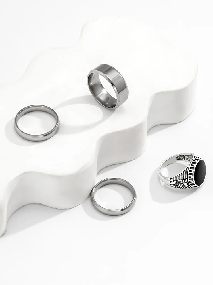 Stylish Streetstyle Alloy 4 PCS Ring Set - Image 6