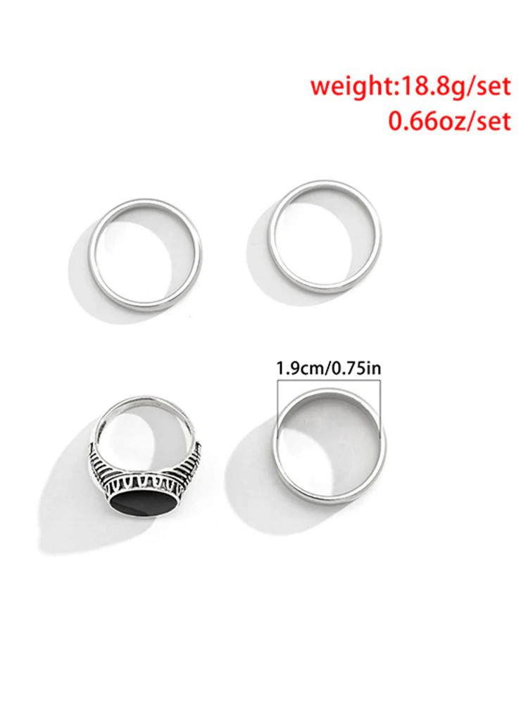 Stylish Streetstyle Alloy 4 PCS Ring Set - Image 7