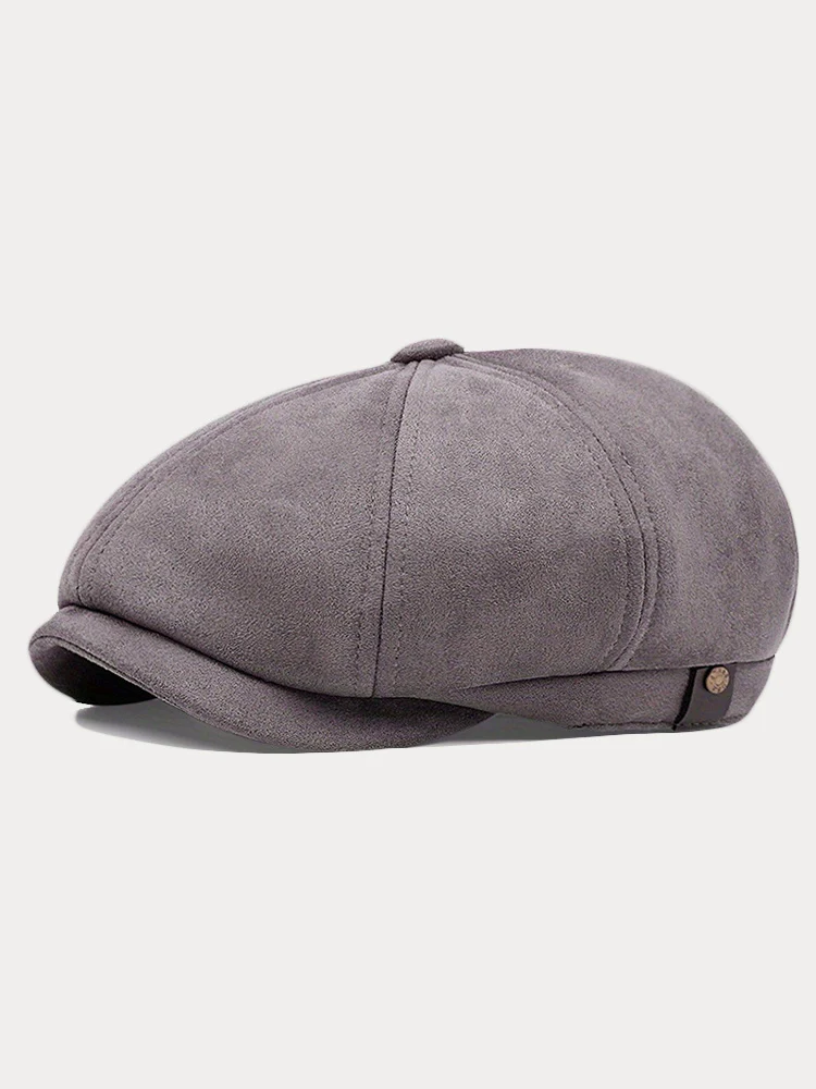 Stylish Suede Newsboy Cap - Image 3