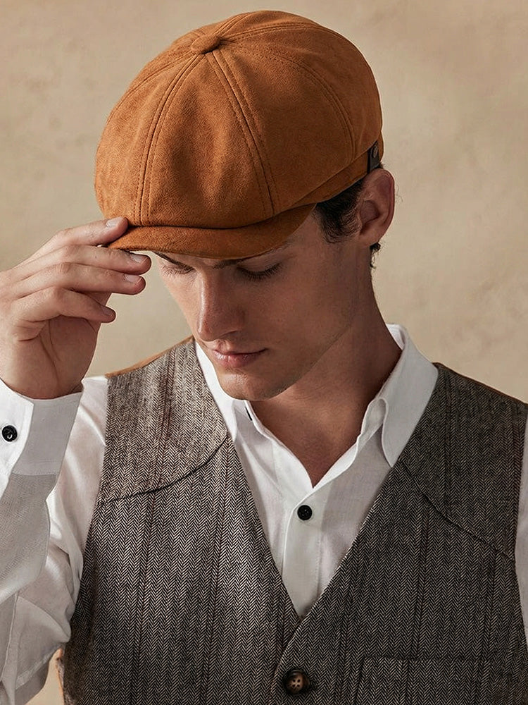 Stylish Suede Newsboy Cap - Image 5